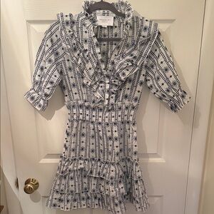 The Shirt by Rochelle Behrens Navy and White Blouse sold by Tuckernuck